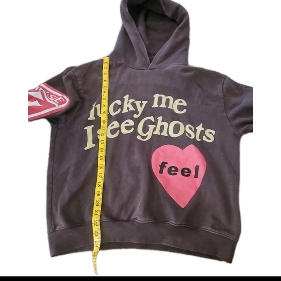 Doncare Mens Gray Lucky I See Ghosts Kids See Ghosts West Rapper Hoodie L - Picture 11 of 11